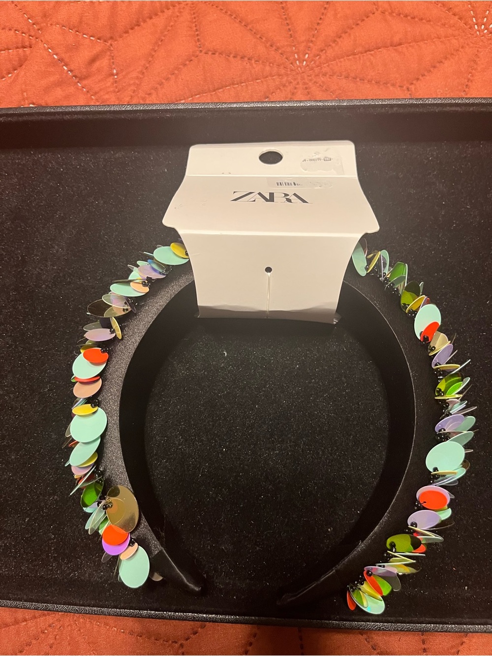 Zara Multicolor Sequin Disc Headband with Mint, Green and Orange Accents